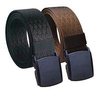 HOANAN 2 Pack Mens Nylon Belt, Lightweight No Metal Belt 28"-72" Waist Big and Tall Casual Work Belt TSA-friendly Web Belt, 2pack-black Coffee, Pant size up to 50\