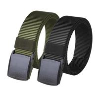 HOANAN 2 Pack Military Nylon Belt, 1.25" Wide No Metal Webbing Tactical Web Belt, Black+ Army Green, 1.25"wide-waist below 40"