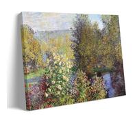 HOANGJUN Blooming Flower Garden Poster Claude Monet Canvas Print Impressionist Spring Garden Wall Art Poster, Home Decoration Painting ; Frame; 24x36inch(60x90cm)