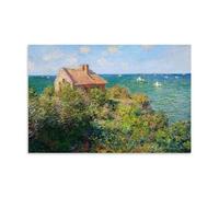 HOANGJUN Fisherman's Cottage on The Cliffs Poster Claude Monet Canvas Print Impressionist Coastal Landscape Wall Art Poster, Home Decoration Painting ; Unframe; 24x36inch(60x90cm)