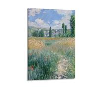 HOANGJUN Path on The Island Poster Claude Monet Canvas Print Impressionist Woodland Path Wall Art Poster, Home Decoration Painting ; Frame; 08x12inch(20x30cm)