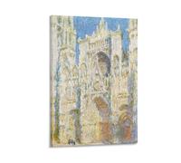 HOANGJUN Rouen Cathedral West Façade Sunlight Poster Claude Monet Canvas Print Impressionist Gothic Light Wall Art Poster, Home Decoration Painting ; Frame; 24x36inch(60x90cm)
