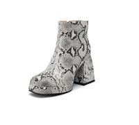 HoanTiai Women's Plaid Ankle Boots, Faux Snakeskin Ankle Boots, Chunky Heel Ankle Boots, Side Zipper Ankle Boots, Fashion Winter Boots, Snake Skin, 8.5 UK