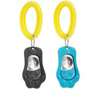 HoAoOo Dog Training Clicker with Sring Wrist and Keyring - Pet Dog 3 Modes of Volume Training Clickers for Puppy, Cat, Potty, Bird, Horse, Pet, Trainer Training Tools, Behavior Aids (Black + Blue)