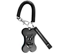 HoAoOo Pet Dog Training Clicker with Whistle and Stretchable Wrist Strap, Portable for Puppy Dogs,Cats,Birds,Horses Behavior Tools (Black)