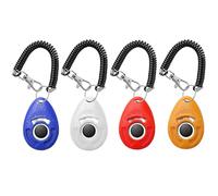 HoAoOo Pet Training Clicker with Wrist Strap - Dog Training Clickers for Puppy, Cat, Potty, Bird, Horse, Pet, Trainer Training Tools, Behavior Aids (Deep Blue + White + Red + Orange)