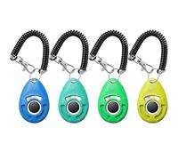 HoAoOo Pet Training Clicker with Wrist Strap - Dog Training Clickers for Puppy, Cat, Potty, Bird, Horse, Pet, Trainer Training Tools, Behavior Aids (Aqua + Jade Green + Blue + Lime Green)