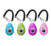 HoAoOo Pet Training Clicker with Wrist Strap - Dog Training Clickers for Puppy, Cat, Potty, Bird, Horse, Pet, Trainer Training Tools, Behavior Aids (Lake Blue + Light Green + Purple + Pink)