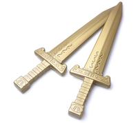 Hoappa Plastic Roman Warrior Sword Prop for Outdoor Play, Golden Hollow Medieval Costume Sword for LARP Halloween, 2 Pack, Gold, One size