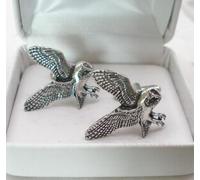 Hoardersworld Barn Owl Cufflinks in Fine English Pewter for Men, Formal Wear Enthusiasts, Gift Givers