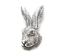 Hoardersworld Hare's Head Pin Badge In Fine English Pewter, Handmade (B)
