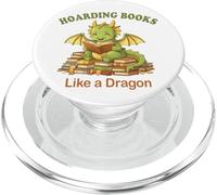 Hoarding Books Like a Dragon Funny Reading Design PopSockets PopGrip for MagSafe