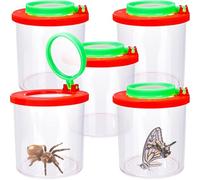 Hoarost 5 Pcs Insert Bug Viewer Magnifier Bug Catcher Cage Box Magnifying Container Critter Collection Kit for Outdoor Science Nature Exploration Tool