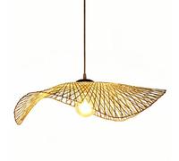 HOAYCNYJ Bamboo Woven Pendant Light, Boho Style Country Wicker Bamboo Hanging Chandelier, Hand Knitted Dome Chandelier Lamp Shade, Ceiling Lighting Fixtures for Bedroom Kitchen Island(Bulb Incl.)