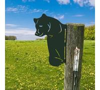 HOAZIACEHN Farm Bear Art Garden Decor Outdoor Decoration, Farm Peeping Cow Metal Art Outdoor Decor, Fence Animals Silhouette Art Decoration for Farmhouse, Yard, Lawn Weather Proof (Bear)