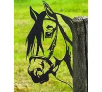 HOAZIACEHN Farm Bear Art Garden Decor Outdoor Decoration, Farm Peeping Cow Metal Art Outdoor Decor, Fence Animals Silhouette Art Decoration for Farmhouse, Yard, Lawn Weather Proof (Horse-2)