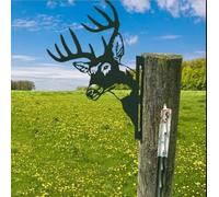 HOAZIACEHN Farm Bear Art Garden Decor Outdoor Decoration, Farm Peeping Cow Metal Art Outdoor Decor, Fence Animals Silhouette Art Decoration for Farmhouse, Yard, Lawn Weather Proof (Deer)
