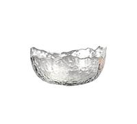 HOAZIACEHN Glass Salad Bowls, Wavy Clear Glass Bowl, Hammered Glass Salad Bowl Irregular Candy Bowl for Ice Cream, Jelly, Fruit, Hot, Cold Food (Flat Transparent,M)