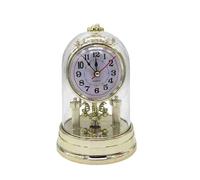 HOAZIACEHN Mantel Clocks European Retro Style Non-Ticking, Retro Round Silent Alarm Clock, Digital Alarm Clock for Living Room Bedroom Office Home Decor (Gold)