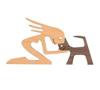 HOAZIACEHN Wooden Dog Cat Family Statue, Puppy Wooden Carving Ornaments, Pet Lover Gift Wood Sculpture for Home Office Living RoomDesktop Men Women Boys and Girls Old People Creative Gifts (D)