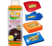 Hob Brite Ceramic Hob Cleaner for Glass, Induction & Electric Hobs - with Non-Scratch Scraper, Cleaning Cloth, Polishing Cloth & Gloves - Professional Kit for Burnt Pans & Stove Top (250ml)