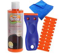Hob Brite Hob Cleaner Glass Ceramic 250ml, Ceramic Hob Cleaner and Induction Hob Cleaner Kit with Microfibre Cloth and Safety Scraper for Home Kitchen Cooktops