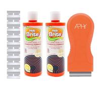 Hob Cleaner with Scraper 2 x 250ml - Glass Ceramic & Induction Hob Cleaning Cream, Non-Abrasive Cooktop Cleaner for Burnt-On Food, Grease & Stains, Shiny Streak-Free Finish - Hob Brite