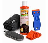 Hob Cleaning Kit with Hob Brite 250 ml, Scraper, 10 Replacement Blades, Microfibre Cloth and Non Scratch Scouring Pad - Suitable for Ceramic, Induction, Electric, Halogen and Glass Cooktops