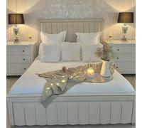 HOB Furniture Royal Charleston Bed, Faux Leather - Hb 183 Cm, Cream | Size: Double HOB Furniture Cream Double