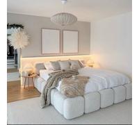 HOB Furniture Wave Bed displayed in Boucle in Beige | Size: Super King HOB Furniture Beige Super King