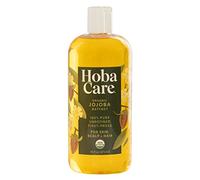 HobaCare Organic Jojoba Oil - 100% Pure, Unrefined Jojoba Oil Cold Pressed for Scalp & Nails - Moisturising Body Oil for Dry Skin - Natural Jojoba Oil for Hair & Beard Care (16 fl oz / 473 ml)
