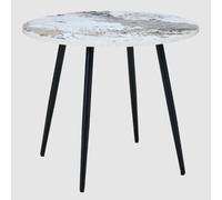 hobart wooden round dining table in pandora marble effect