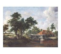 Hobbema Watermill Great Red Roof Painting Large Wall Art Print Canvas Premium Mural