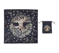 HOBBIESAY 1 Altar Cloth Set Tarot Table Cloth with Velvet Pouch Black Tree of Life Altar Clothes Soft Divination Storage Bag Set for Tarot Cards Wiccan Witchcraft Supplies and Tools