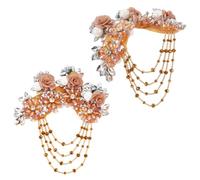 HOBBIESAY 1 Pair Yellow Beaded Shoulder Applique for Clothes Epaulettes Shoulder Patches Sew-On Sequin Tassels Applique Crystal Fringe Shoulder Epaulette Rhinestones Appliques for Wedding 6.6x5.7 Inch