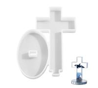 HOBBIESAY 1 Pc White Standing Cross Silicone Mold with Base 7.09x5.71 Inch Crucifix Resin Mold Crucifix Freshie Mould for DIY Hanging Candles Decoration Crafting Blessed