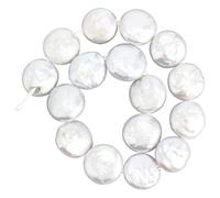 HOBBIESAY 1 Strands Baroque Freshwater Pearl 14-15mm Natural Cultured Freshwater Baroque Bead Loose Pearl Flat Round Beads Flat Rectangle Beads for Women Earrings Necklace Bracelet Jewelry Making