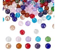 HOBBIESAY 10 Colors 100Pcs Crystal Glass Faceted Beads 10mm Colorful Round Loose Spacer Bead Assorted Small Clear Craft Bead Bulk for DIY Bracelets Earring Jewelry Making,Hole:1.7mm