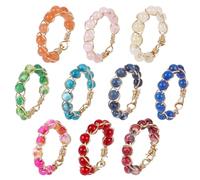 HOBBIESAY 10 PCS Crystal Ring Chakra Crystal Ring Adjustable Gemstone Rings Wire Wrapped Finger Rings Unisex Stretch Gift for Friends Mothers Teachers Colleagues