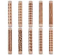 HOBBIESAY 10 PCS Wood Clay Texture Roller Clay Modeling Pattern Rollers Clay Roller Embossing Pottery Stamp Clays Jewelry Making Wooden Polymer Clay Texture Roller for Pottery