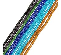 HOBBIESAY 10 Strands 220Pcs Random Color Glass Tube Beads Strand 15mm Large Glass Tube Beads Mixed Color Sparkly Beads Cuboid Loose Beads for Bracelets Necklaces Making Hole:1mm