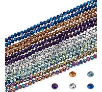HOBBIESAY 10 Strands About 1400-1450Pcs Faceted Rondelle Beads 4mm Mixed Color Multifaceted Beads Electroplate Glass Bead Strand for Necklace Bracelet Earring Jewelry Making Hole: 1mm