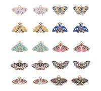 HOBBIESAY 10 Styles 20Pcs Colorful Butterfly Moth Charms Enamel Metal Flying Animal Insect Charm Gothic Style Dangle Pendants for DIY Bracelets Earring Necklace Jewelry Making,Hole:1.8mm