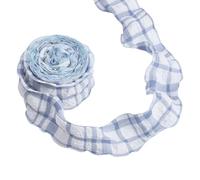 HOBBIESAY 10 Yards 1.65 Inch Blue Plaid Ribbons Farmhouse Craft Ribbon Rustic Gingham Pattern Linen Plaid Ribbon for Gift Wrapping Wedding Decor DIY Craft Country Style Party Decoration-Total 2Rolls