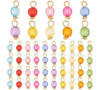 HOBBIESAY 100 Pcs 7.5mm Acrylic Bead Dangle Charms Random Mixed Colors Pendant Drop Beads Charms with Golden Bead Cap for DIY Necklace Bracelet Earring Jewelry Making Findings,Hole:2.6mm
