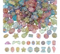 HOBBIESAY 100g Acrylic Assorted Beads Bohemia Spacer Bead Metal Enlaced Transparent Aesthetic Beads Heart Butterfly Flower Round Oval Czech Bead Bulk for Jewelry Making DIY Crafts