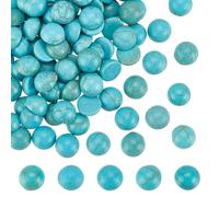 HOBBIESAY 100Pcs 6mm Synthetic Turquoise Gemstone Dark Cyan Flat Back Stones Cabochons No Hole Stones Cabochons Natural Gemstone DIY Gift Texture Cabochons for Beautiful Jewelry Craft Making
