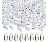 HOBBIESAY 100Pcs Clear Teardrop Glass Beads Bulk 7mm Top Drilled Drop Spacer Beads Water Drop Faceted Bead Smooth Seed Bead for Bracelets Necklace Earring DIY Jewelry Making Craft Hole:1.5mm
