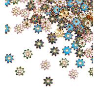 HOBBIESAY 100Pcs Daisy Flower Alloy Enamel Spacer Bead Caps Colorful Tiny Petals Bell Beads End Tiny Mixed Colored Blossoming Dangle Charms Caps for Beads Jewelry Supplies Hole 1 mm