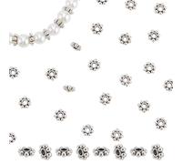 HOBBIESAY 100Pcs Flower Spacer Beads 6mm Tibetan Style Silver Bead Small Spacer Loose Beads Mini Metal Craft Beads Connector Beads for DIY Bracelets Earring Necklace Jewelry Making